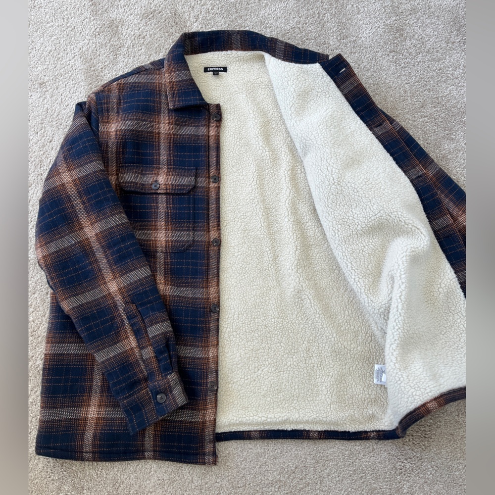 Men's Large Express Plaid Jacket with Sherpa lining - Picture 2 of 7